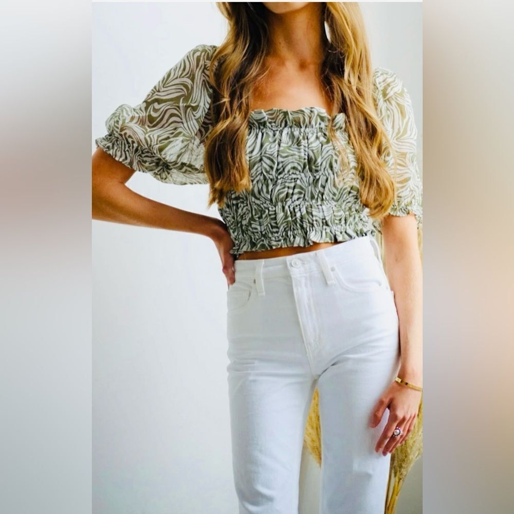 Olivia James Puff Sleeve Crop Top NWOT